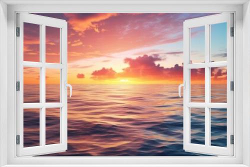 A stunning sunset with a picturesque horizon over the ocean, ideal for a copy space image.