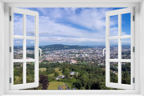 Panorama over the city of Linz in Upper Austria seen from the Pöstlingberg