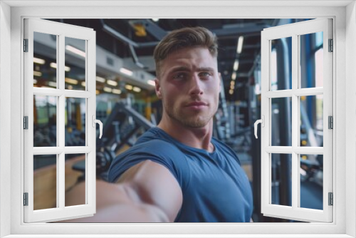 The man taking a gym selfie