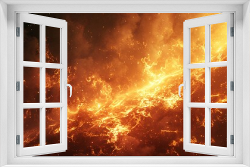 Roaring flames from below, ample space above for text copy, ideal for dynamic and fiery promotional content