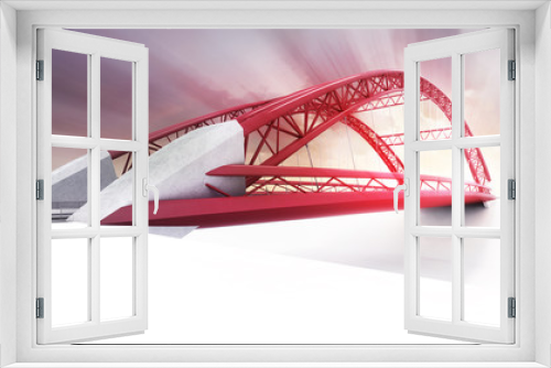 Fototapeta Naklejka Na Ścianę Okno 3D - red highway bridge in perspective view