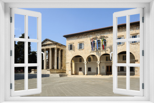 Fototapeta Naklejka Na Ścianę Okno 3D - Pula Tempel Augustus und Rathaus