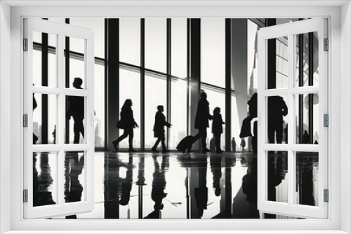 silhouettes of people in the airport