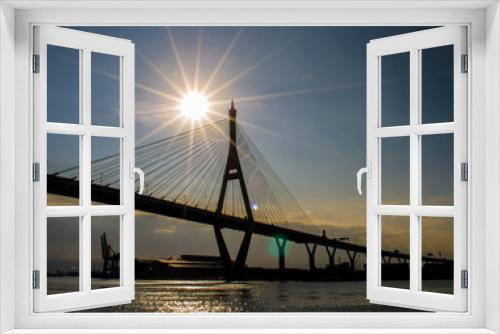 Fototapeta Naklejka Na Ścianę Okno 3D - bridge and sun rise