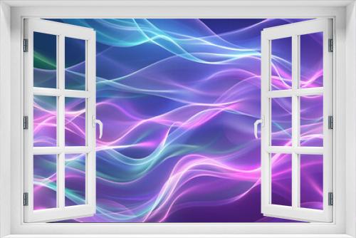 Abstract background with flowing, colorful waves of light in shades of purple, pink, and blue.