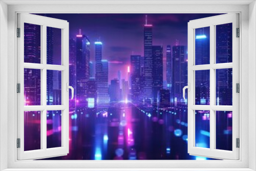 Futuristic blue Urban Landscape with Advanced Smart City Technology, abstract graphic, banner design, brochure, pattern design, web, background template