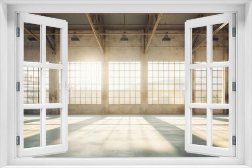 Sunlit Industrial Warehouse Interior