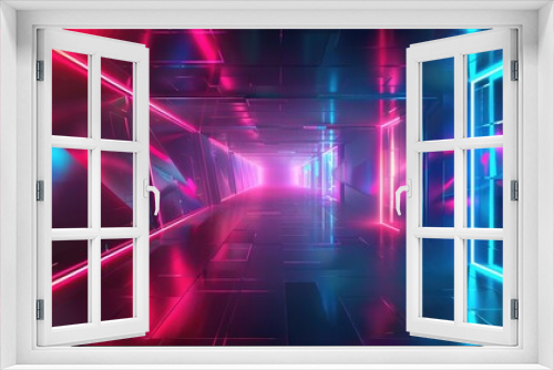 Futuristic shine glow background with neon lights and geometric shapes, giving a modern and tech-inspired feel