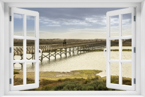 Fototapeta Naklejka Na Ścianę Okno 3D - Footbridge to Quinta do Lago beach, in Ria Formosa. Algarve