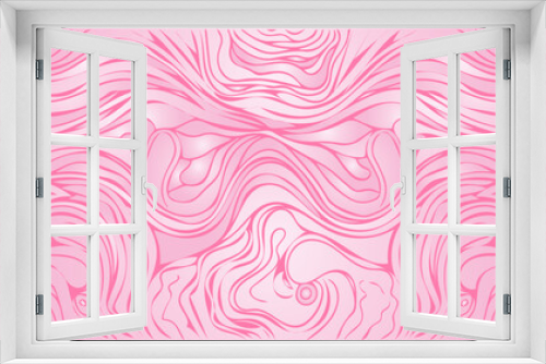 Pink sea background with abstract hand-drawn waves