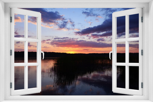 Fototapeta Naklejka Na Ścianę Okno 3D - beautiful dusk landscape on the lake