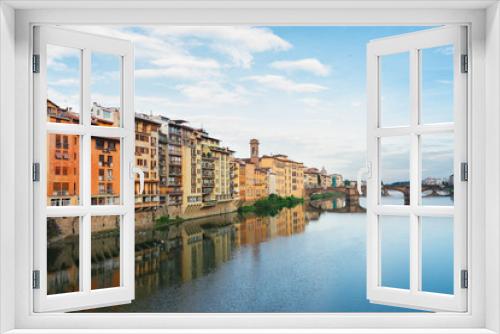 Fototapeta Naklejka Na Ścianę Okno 3D - old town and river Arno, Florence, Italy