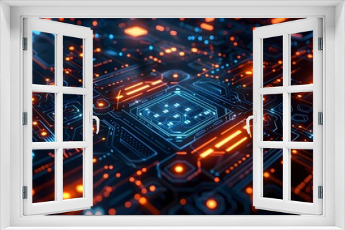 Cyber Patterns Futuristic Glowing Digital Geometric