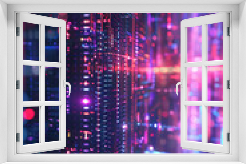 Vertical display of a sleek digital interface texture, combining neon lines and cyber patterns for a modern background
