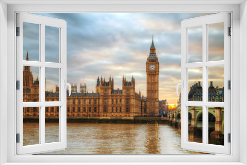 Fototapeta Naklejka Na Ścianę Okno 3D - London with the Elizabeth Tower and Houses of Parliament