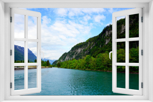 Fototapeta Naklejka Na Ścianę Okno 3D - Scenery of Thun Lake Interlaken, Switzerland