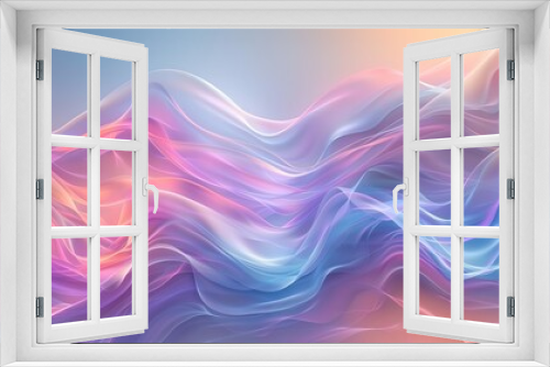 Abstract swirling holographic background with a smooth wavy pattern and a blend of pastel colors