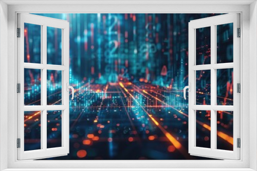 Digital business graph with sharp rises and falls, displayed on a futuristic interface, symbolizing market analysis and trends