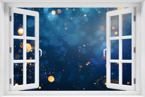 a simple and minimalist image featuring a blue background with gold glitters resembling a night sky.