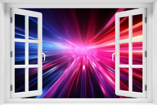Vibrant Abstract Light stroboscopic Streaks with Neon Red, Pink, and Blue Colors.