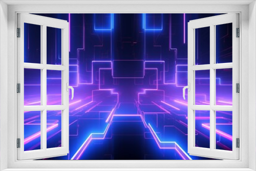 Futuristic Neon Digital Grid with Vibrant Lights and Patterns.