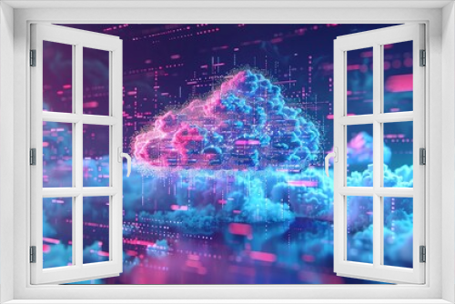Embrace digital transformation with futuristic 3D renderings of cloud computing technology