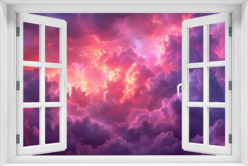 Colorful Cloudscape at Sunset with Vibrant Purple and Pink Hues for Nature and Art Prints