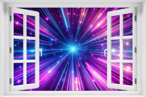Futuristic neon glowing light speed background with abstract purple lines, render, abstract, panoramic, neon, light speed, bright, purple, violet, pink, ultraviolet, generative ai, futuristic
