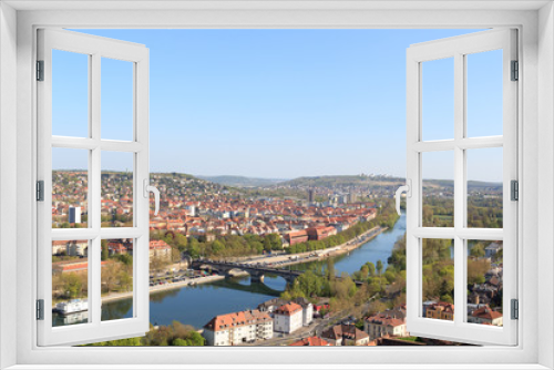 Fototapeta Naklejka Na Ścianę Okno 3D - View of south Würzburg, Germany with Main bridge