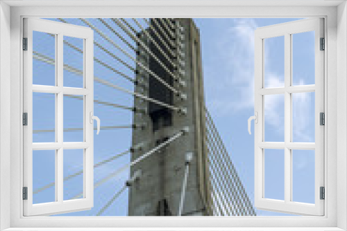 Fototapeta Naklejka Na Ścianę Okno 3D - Detail of the cable-stayed bridge - Holy Cross Bridge, Warsaw