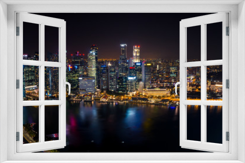 Fototapeta Naklejka Na Ścianę Okno 3D - Singapore night city scape,Marina bay.