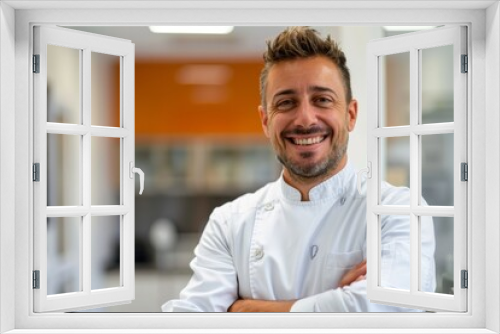 Cheerful dentist posing in clinic with arms crossed and a radiant smile