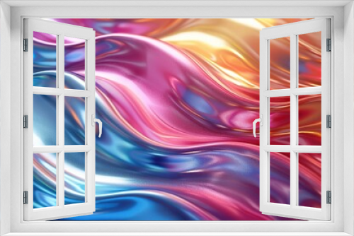 abstract rainbow liquid background with wavy patterns and shiny reflections