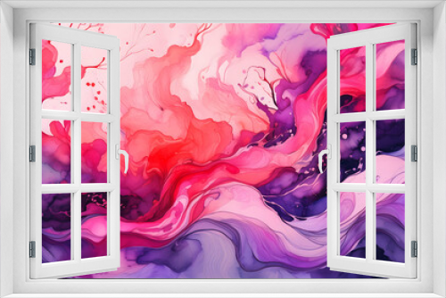 style pink purple, red liquid smoke background, real texture, hand painted watercolor, Generative AI.