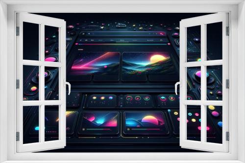 Cosmic control panel in black and neon