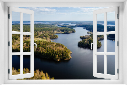 Fototapeta Naklejka Na Ścianę Okno 3D - Aerial view of rocky islands in Ladoga lake, Karelia