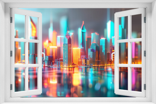 Futuristic AI Cityscape with Holographic Skyscrapers