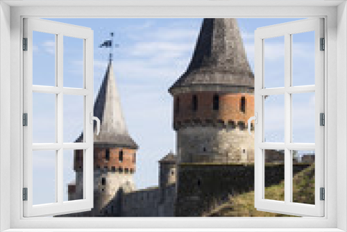 Fototapeta Naklejka Na Ścianę Okno 3D - two large watchtowers in old fortress