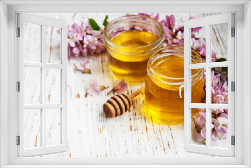 Fototapeta Naklejka Na Ścianę Okno 3D - honey with acacia blossoms