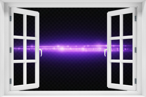 Fototapeta Naklejka Na Ścianę Okno 3D - Violet ray of light. Neon horizontal light explosion. Vector EPS 10