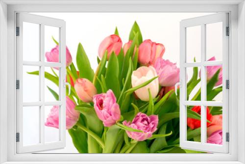 Fototapeta Naklejka Na Ścianę Okno 3D - bouquet of tulips isolated on white background selective soft focus toned photo