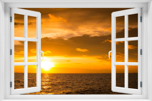 Fototapeta Naklejka Na Ścianę Okno 3D - Beautiful sunset over the sea, orange color filtered effect