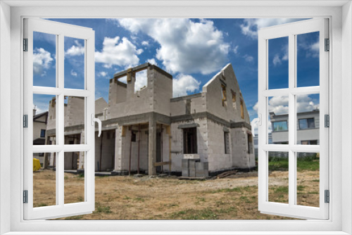 Fototapeta Naklejka Na Ścianę Okno 3D - budowa domu