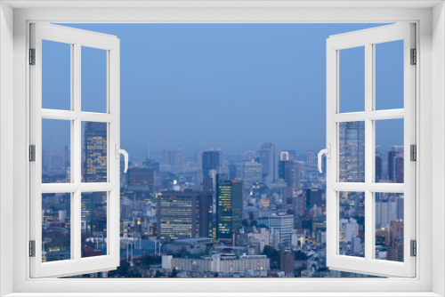 東京都市風景　新宿高層ビル街から望む東京タワーと東京都心全景　望遠