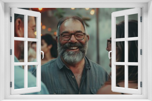 Group of friends laughing together. Cheerful man and women having fun together.