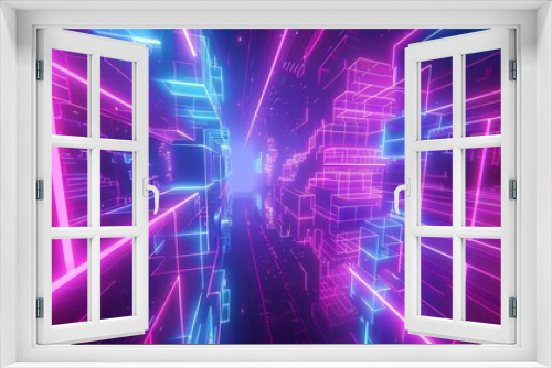 Digital Futurism Virtual Tech Interaction with Neon Lines and Glassmorphism