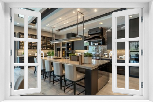 contemporary kitchen with sleek cabinetry, high-end appliances, and a large island perfect for cooking and entertaining