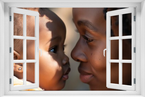 Mother and baby bonding through gentle eye contact and love, family connection concept