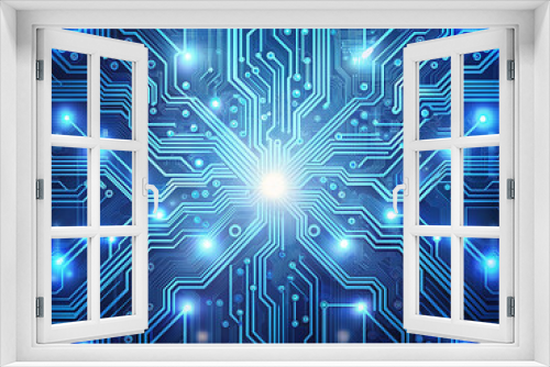 Futuristic Digital Circuit Board Pattern - Hi-Tech Technology Background Illustration