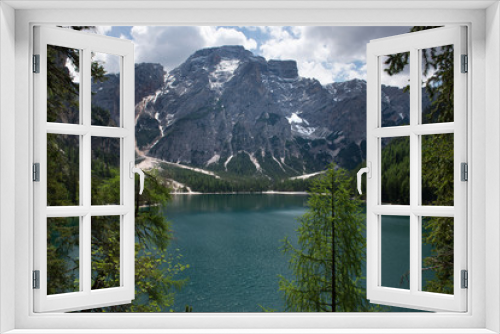 Fototapeta Naklejka Na Ścianę Okno 3D - Pragser Wildsee  in den Pragser Dolomiten, Südtirol, Italien